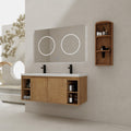 48" Wall-Mounted Bathroom Vanity With Double Sink and Storage Rack