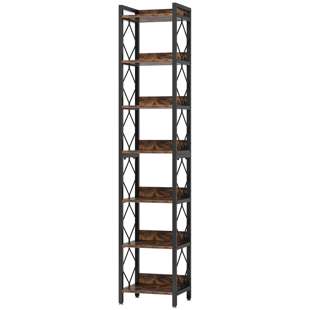 78.7" Extra Tall 7-Tier Rustic Bookshelf