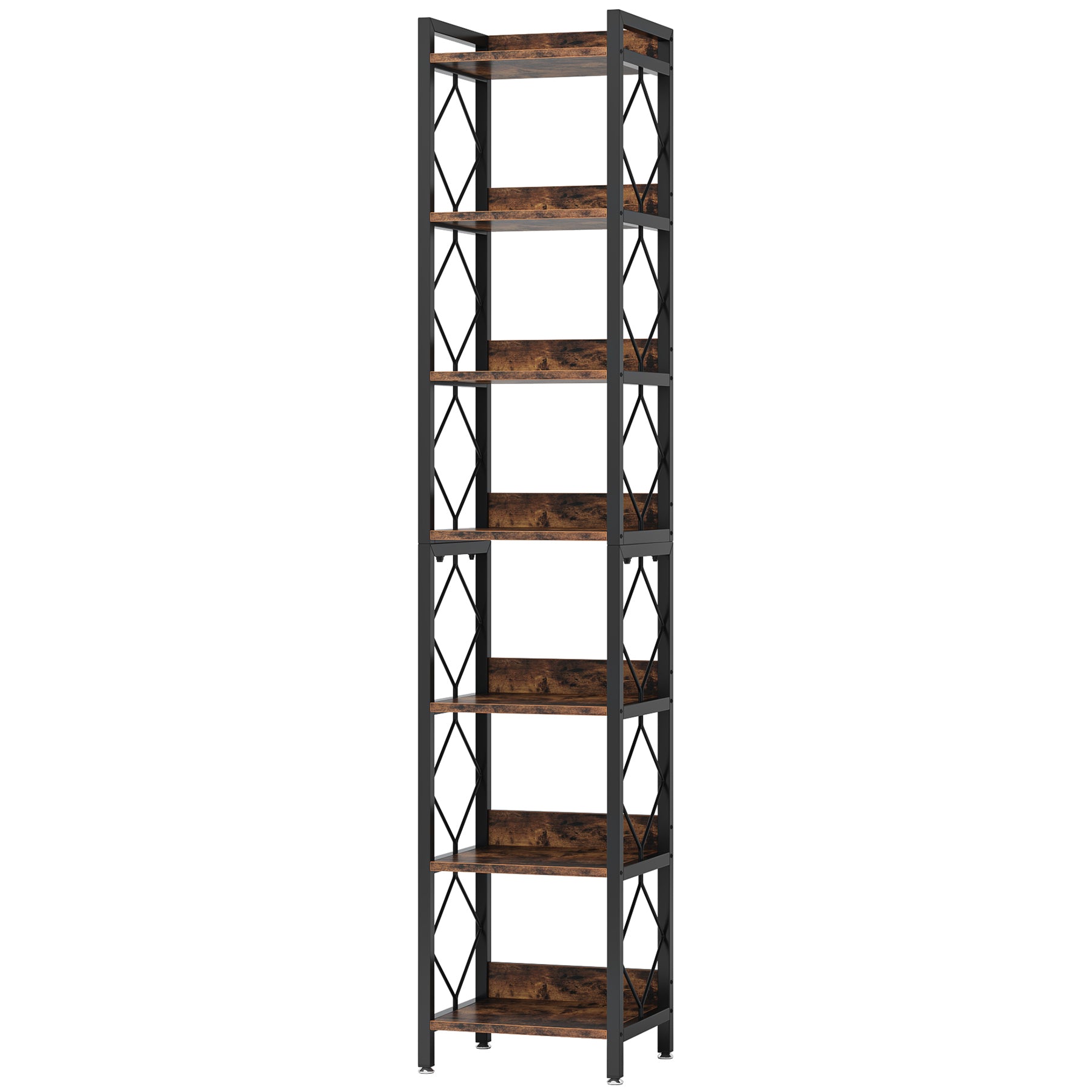 78.7" Extra Tall 7-Tier Rustic Bookshelf