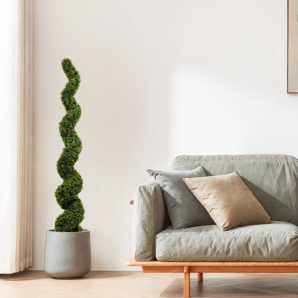 6FT Spiral Topiary Trees Artificial Outdoor Faux Boxwood Plants