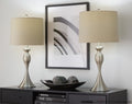 27" Contemporary Metal Table Lamp in Brushed Nickel