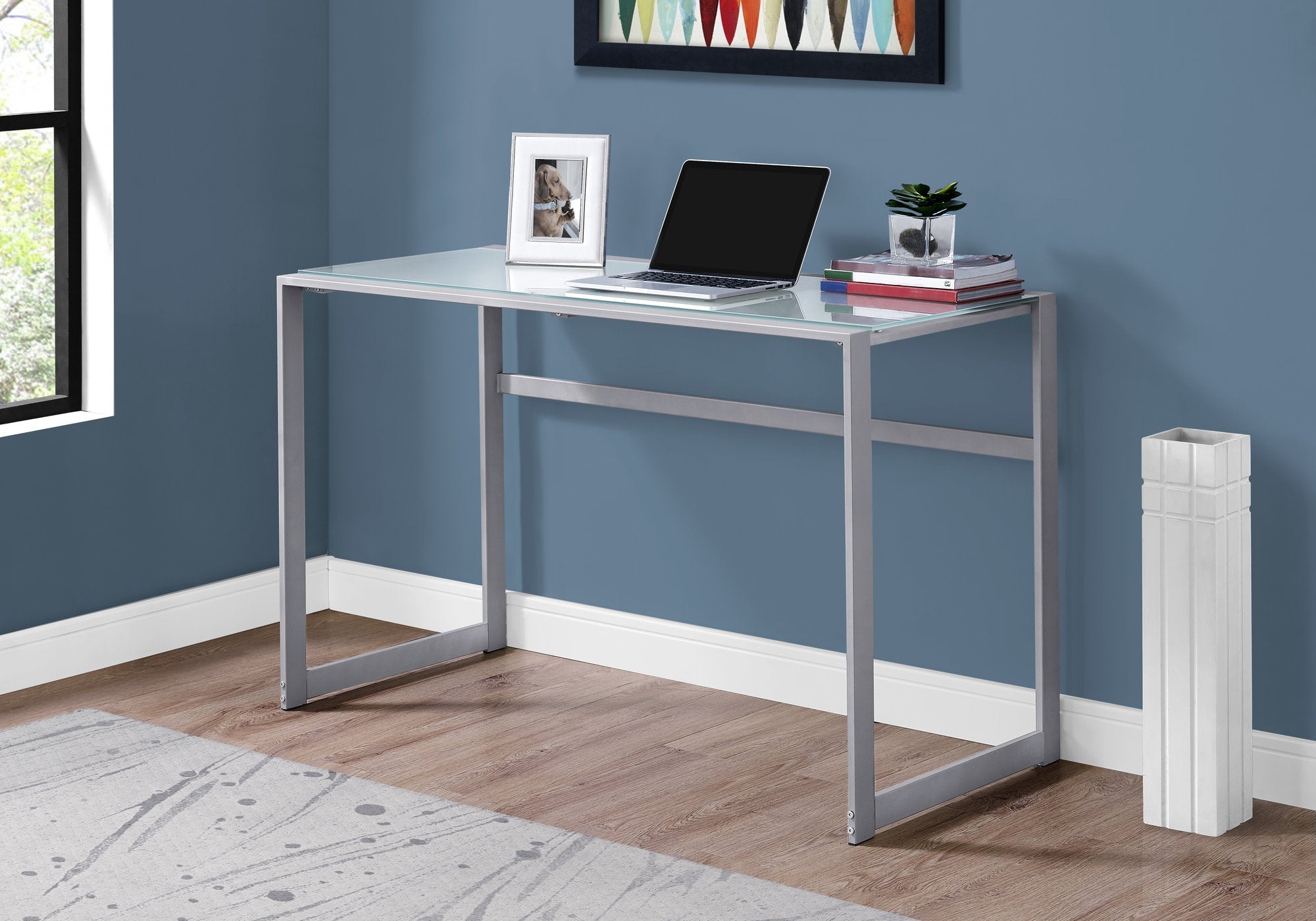 Computer Desk with Frosted Glass Top
