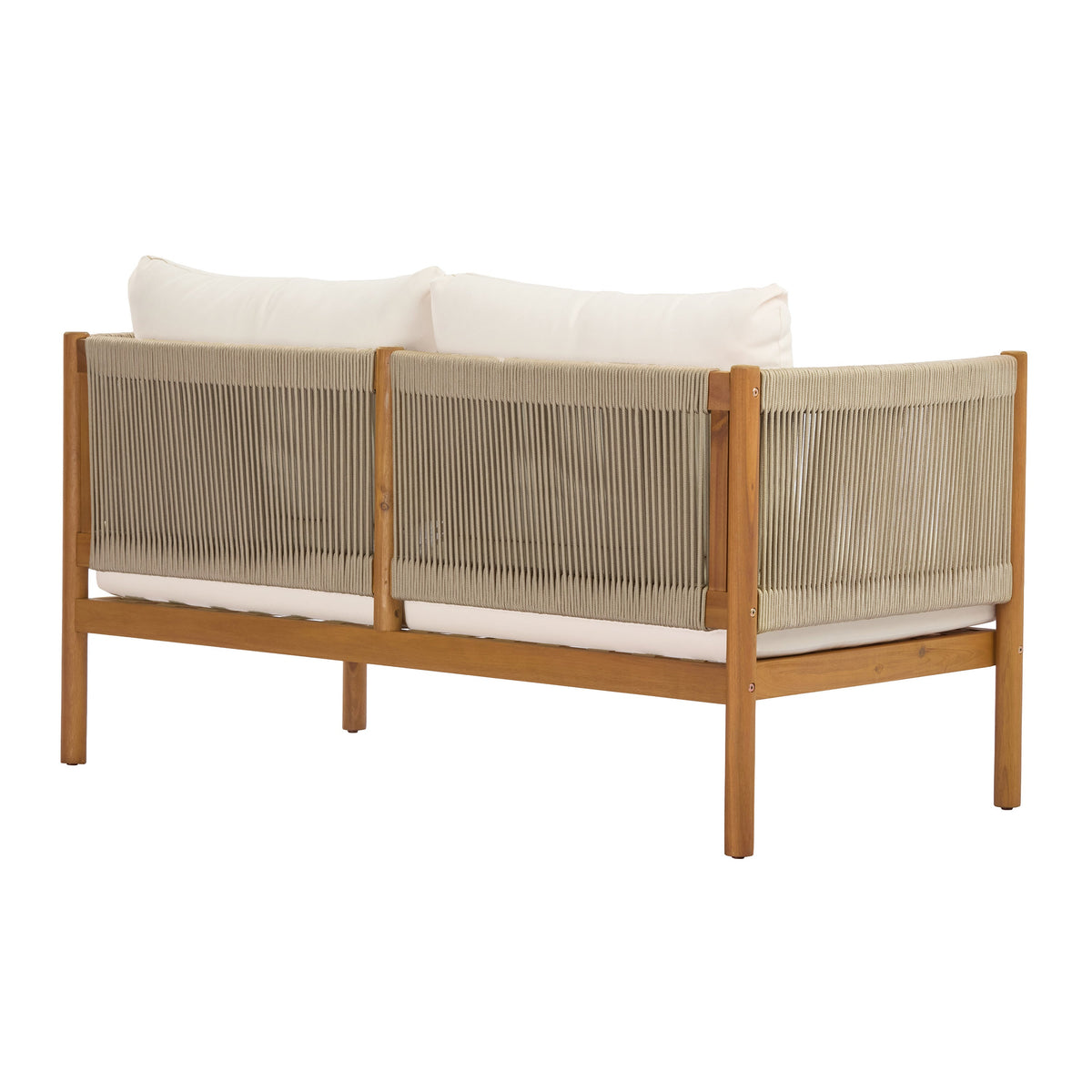 Outdoor Loveseat and Coffee Table Set with Acacia Wood Frame