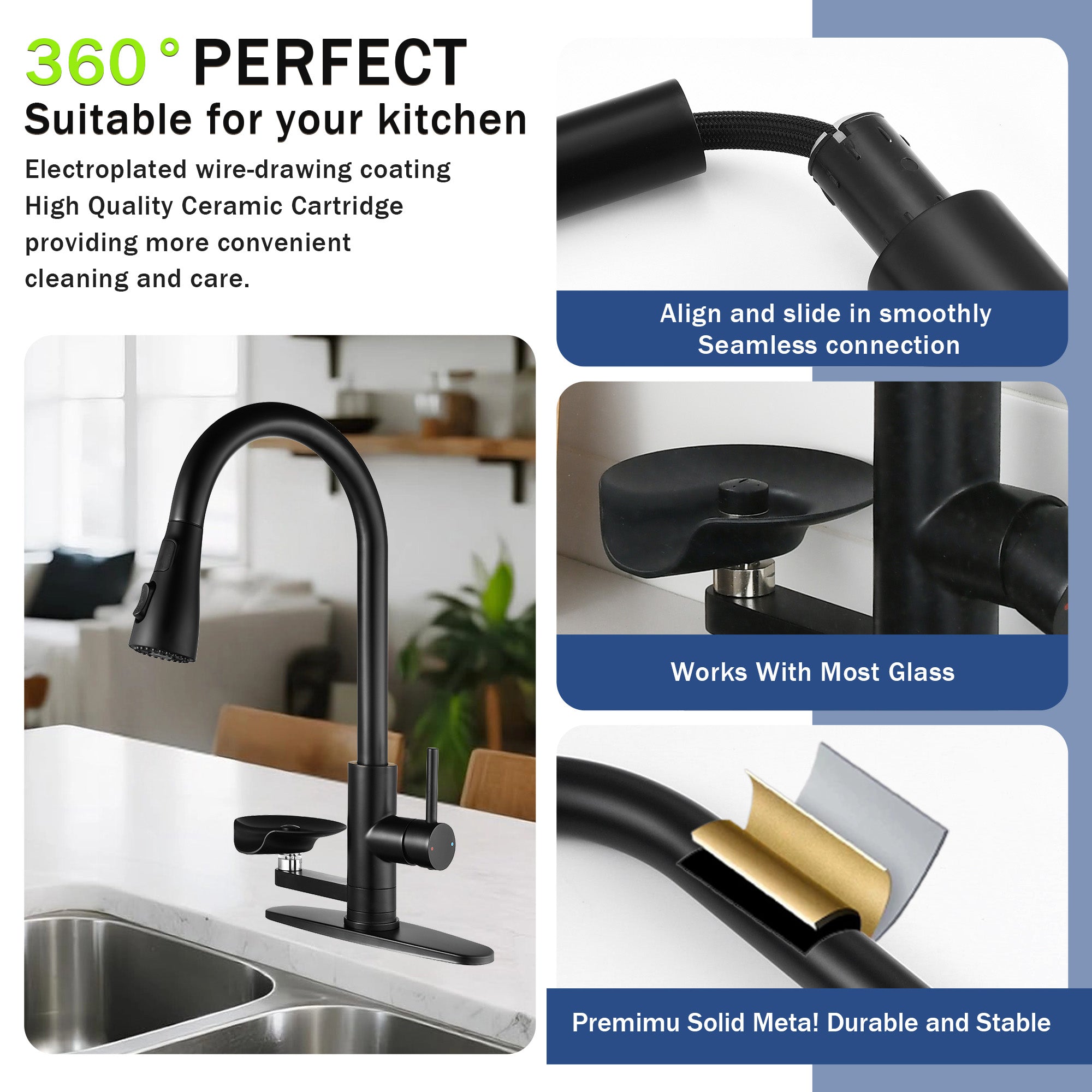 3-in-1 Kitchen Faucet with LED Temperature Display