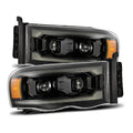 AlphaRex 02-05 Dodge Ram 1500 PRO-Series Projector Headlights Plank Style Alpha Black w/Seq Signal 880572 *Discontinued