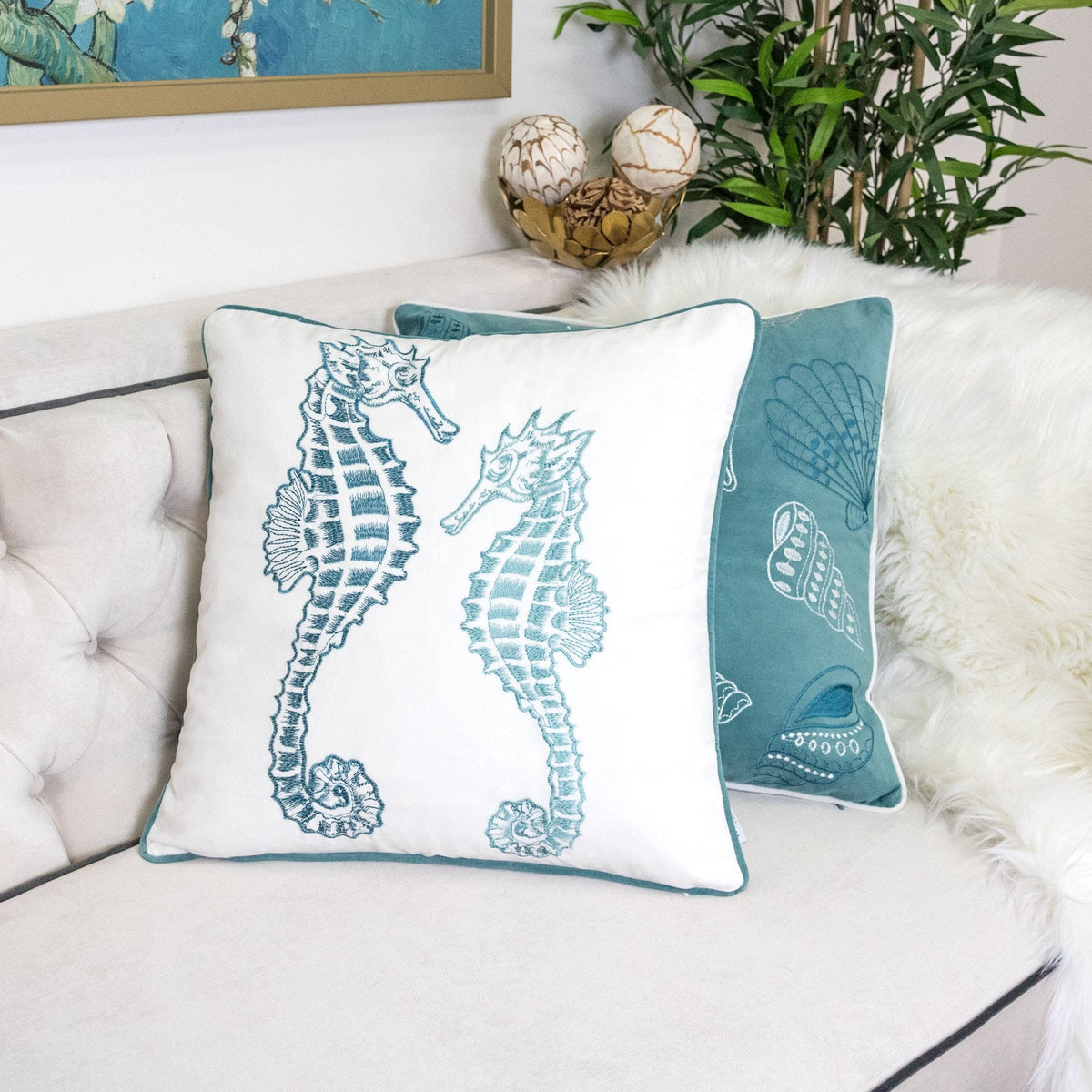 Blue Spa Seahorses Pillowcase