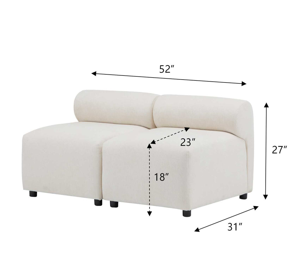 Evelyn 2-Piece Modular Couch Sectional Sofa