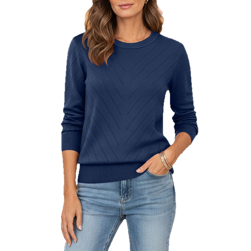 2026 European And American Amazon Autumn And Winter New Foreign Trade Fashion Pullover Sweater Round Neck Long Sleeve Comfortable Knitwear Women's Clothing