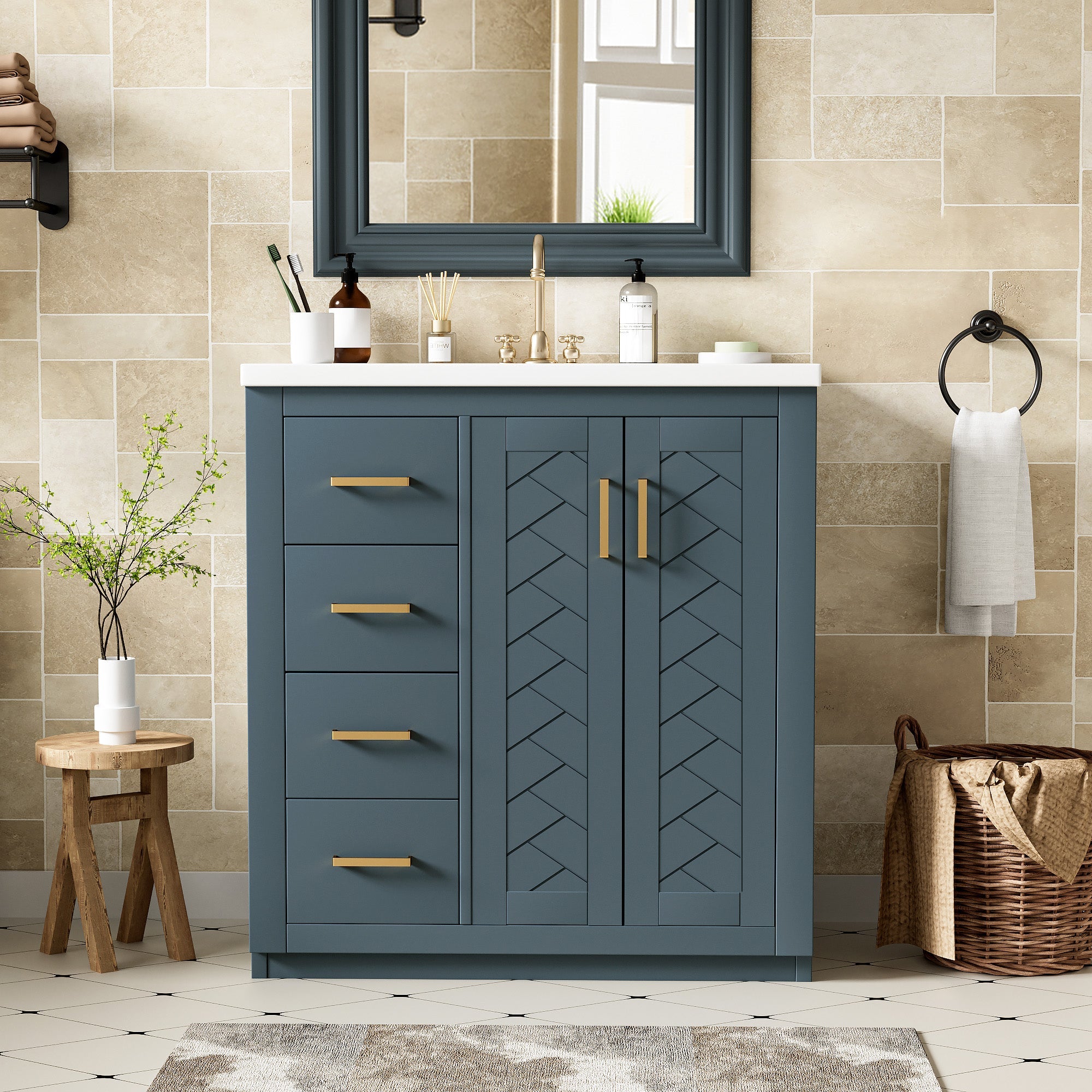 30'' Bathroom Vanity with Ceramic Sink Combo
