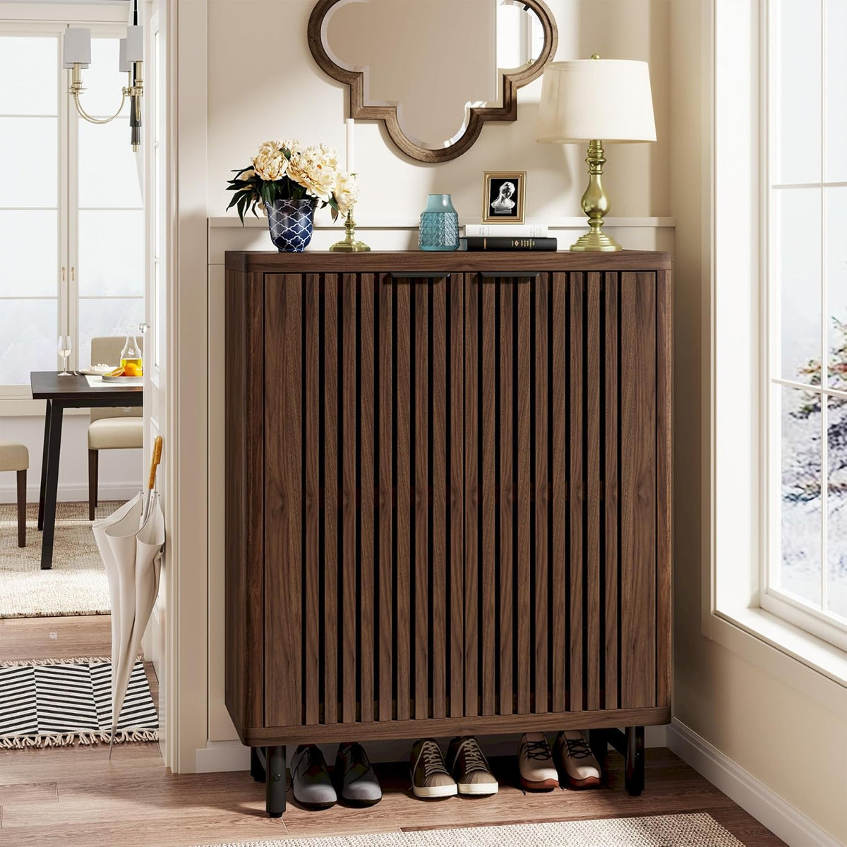 33.46" Modern Dark 6-Tier Shoe Cabinet