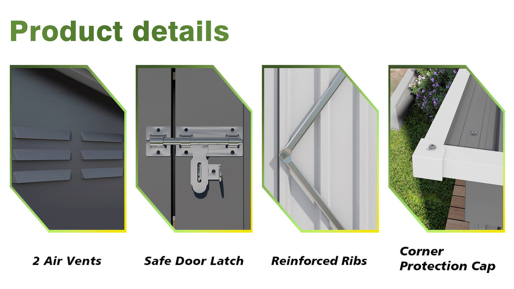 12x4ft Metal Lean to Shed with Open-Sided Pergola
