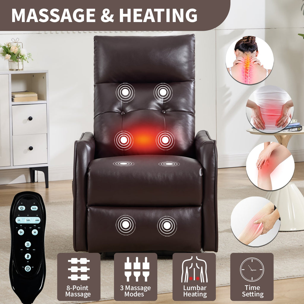 Brown PU Single Motor Power Lift Recliner Chair