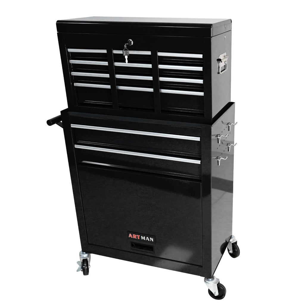 High Capacity Rolling Tool Chest with Wheels and Drawers, 8-Drawer Tool Storage Cabinet--BLACK