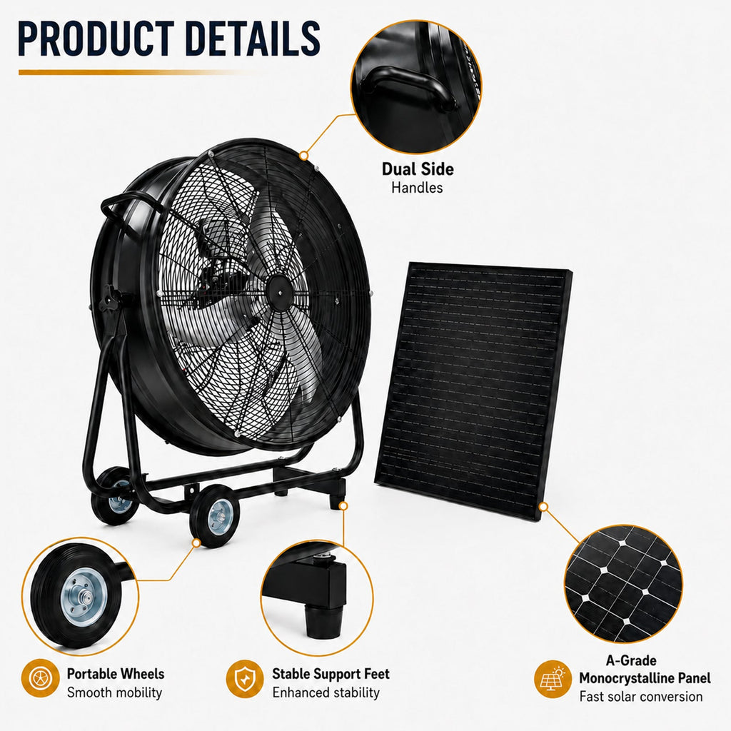 30" Wheeled Solar Fan
