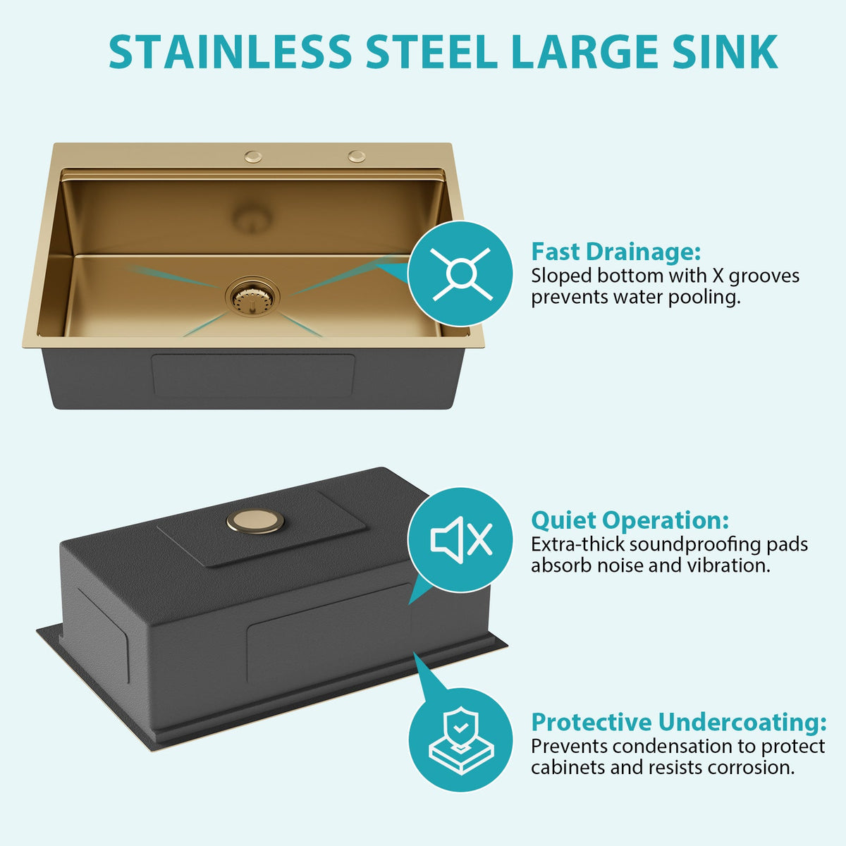 33" Drop In Kitchen Sink