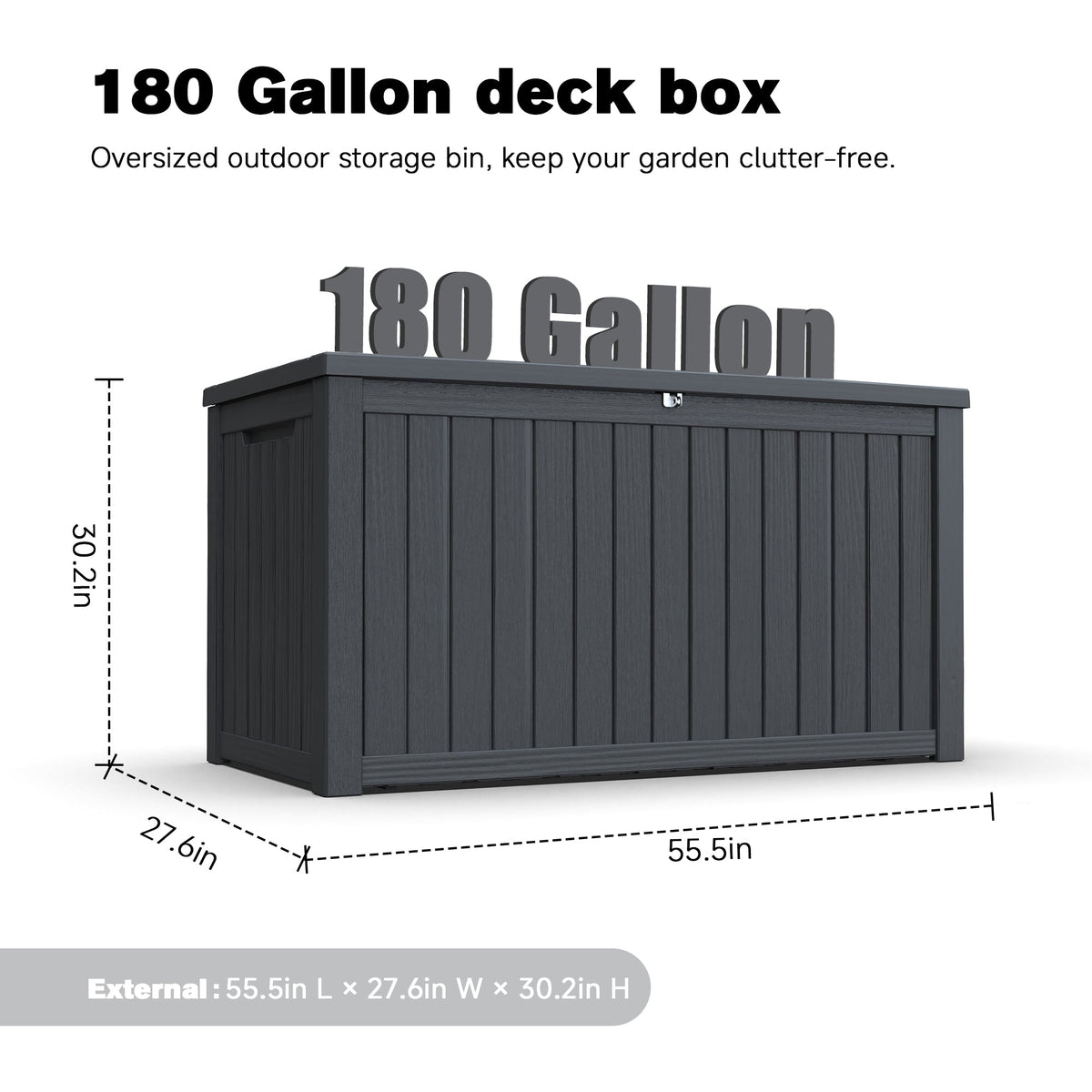 180 Gallon Large Outdoor Storage Deck Box