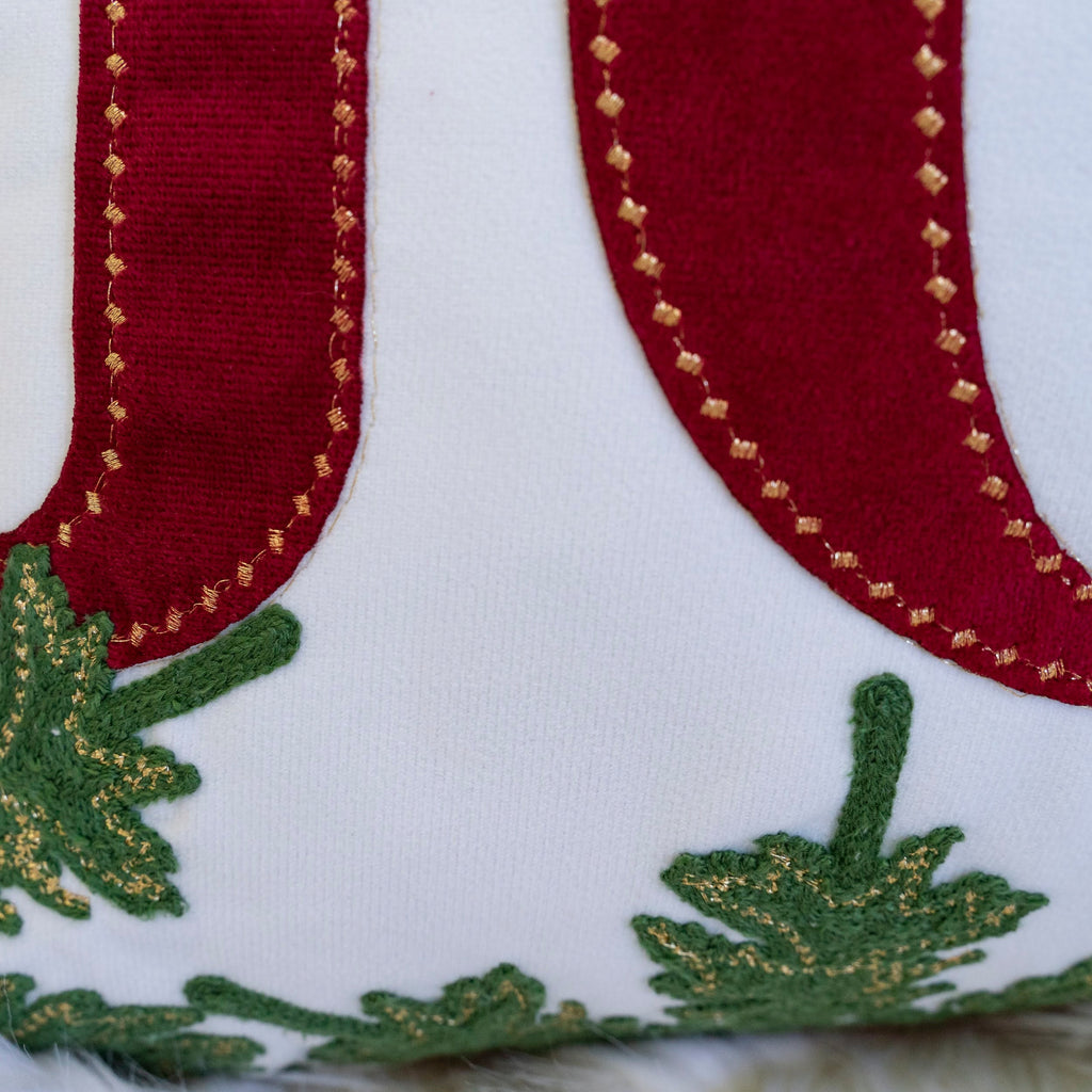 JOY Embroidered Christmas Throw Pillow