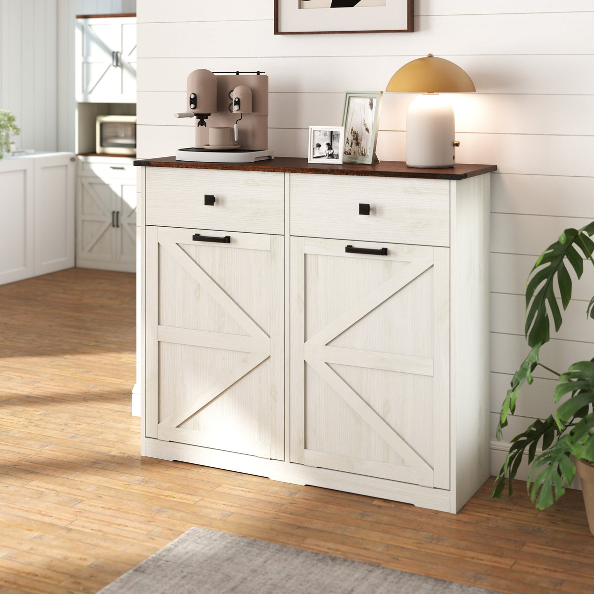 Farmhouse Double Tilt Out Trash Cabinet for 20 Gallon Trash Cans