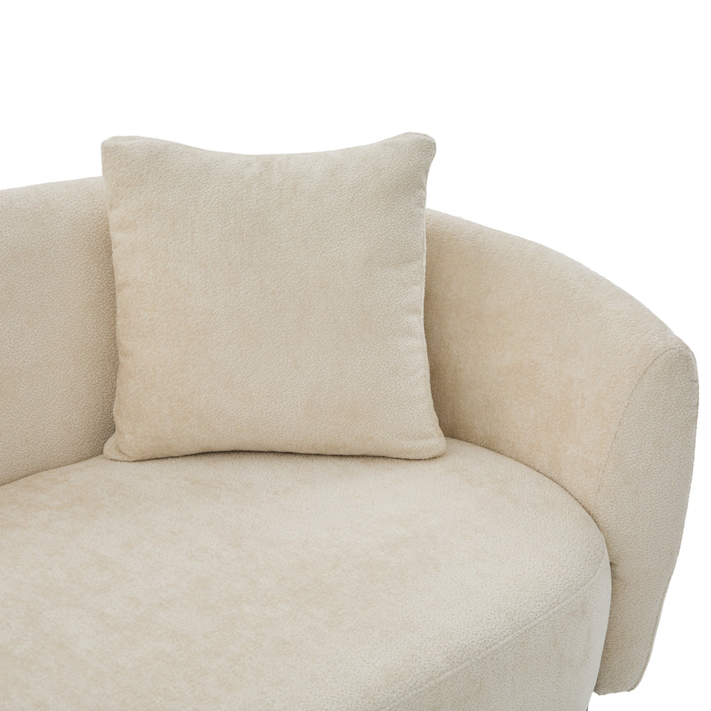 81 In. Curved Boucle Sofa with Wooden Base