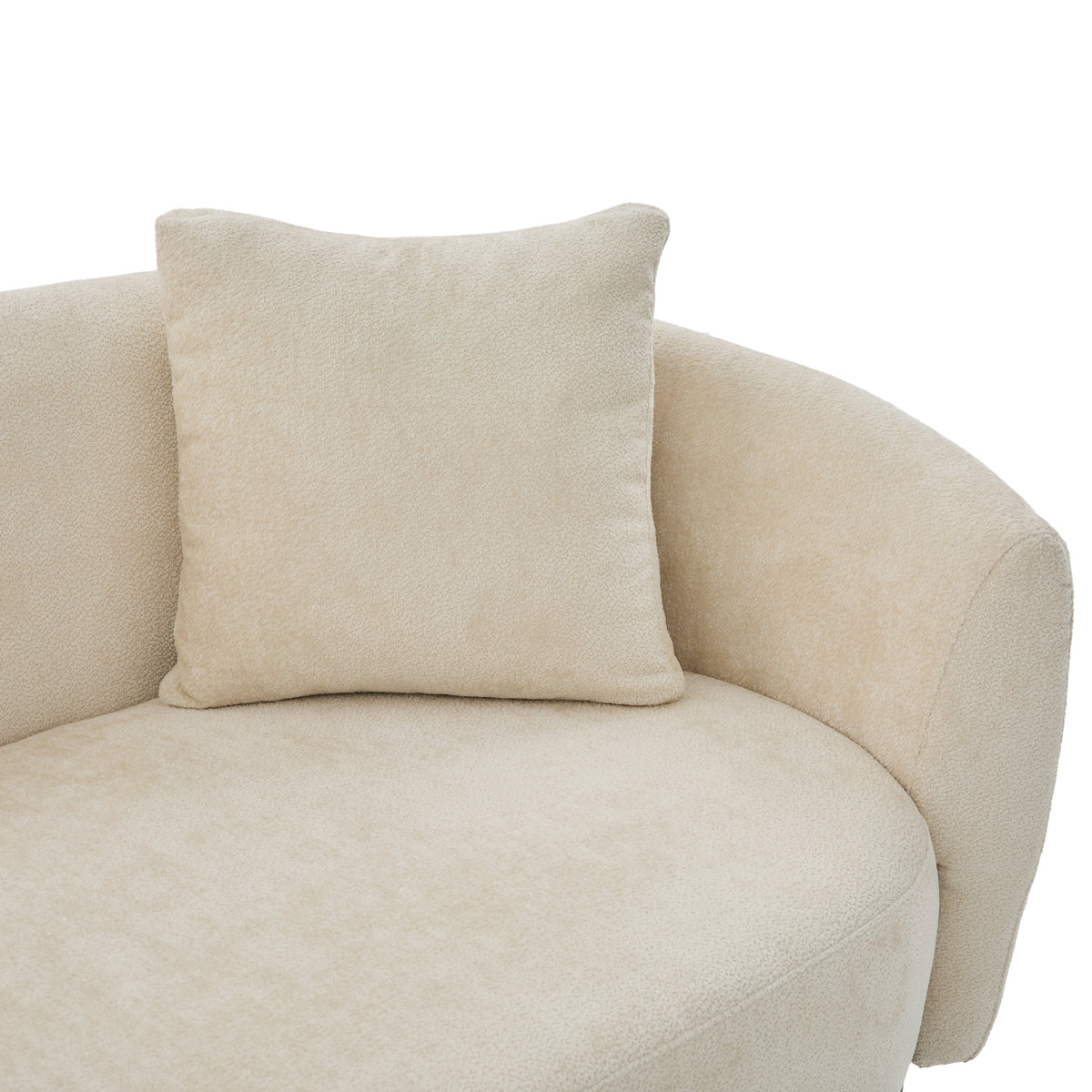 81 In. Curved Boucle Sofa with Wooden Base