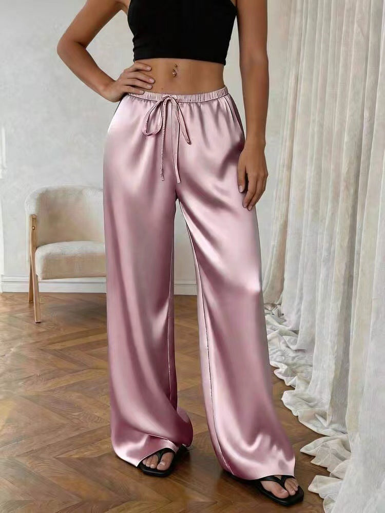 Relaxed stretch acetate wide-leg women's trousers