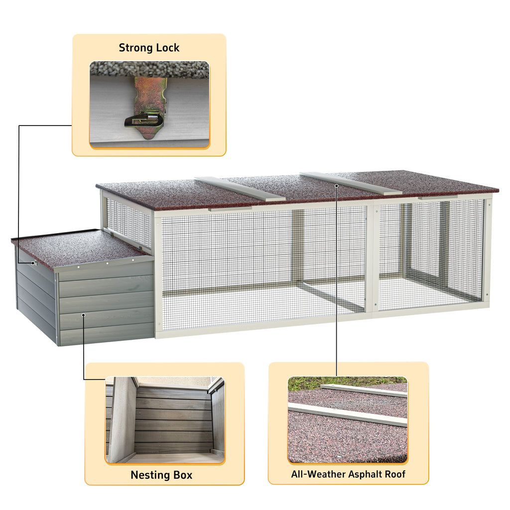 Large Wooden Chicken Coop with Nesting Box
