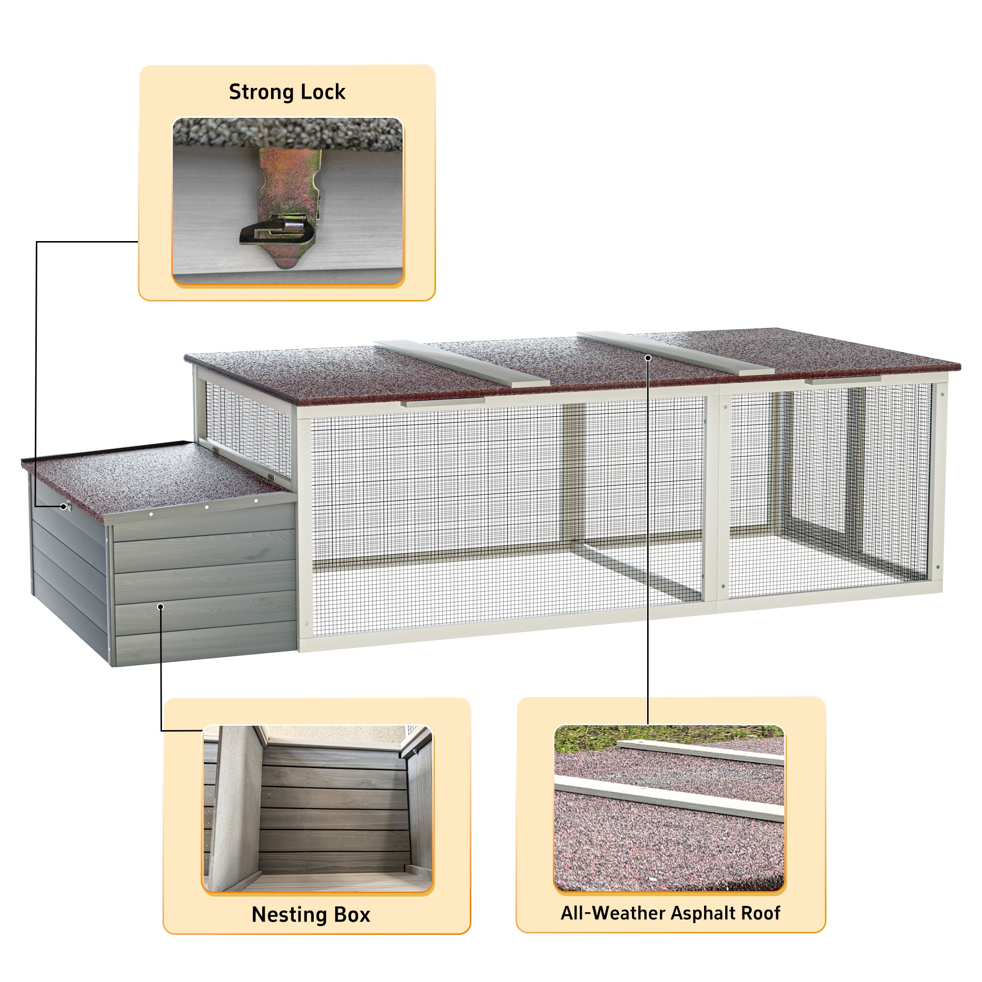 Large Wooden Chicken Coop with Nesting Box