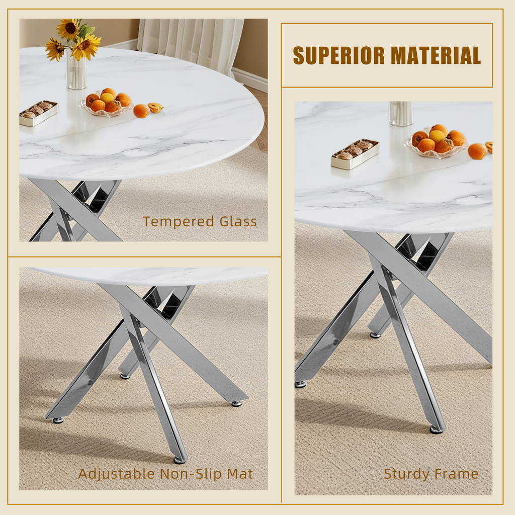 Modern Round Glass Dining Table