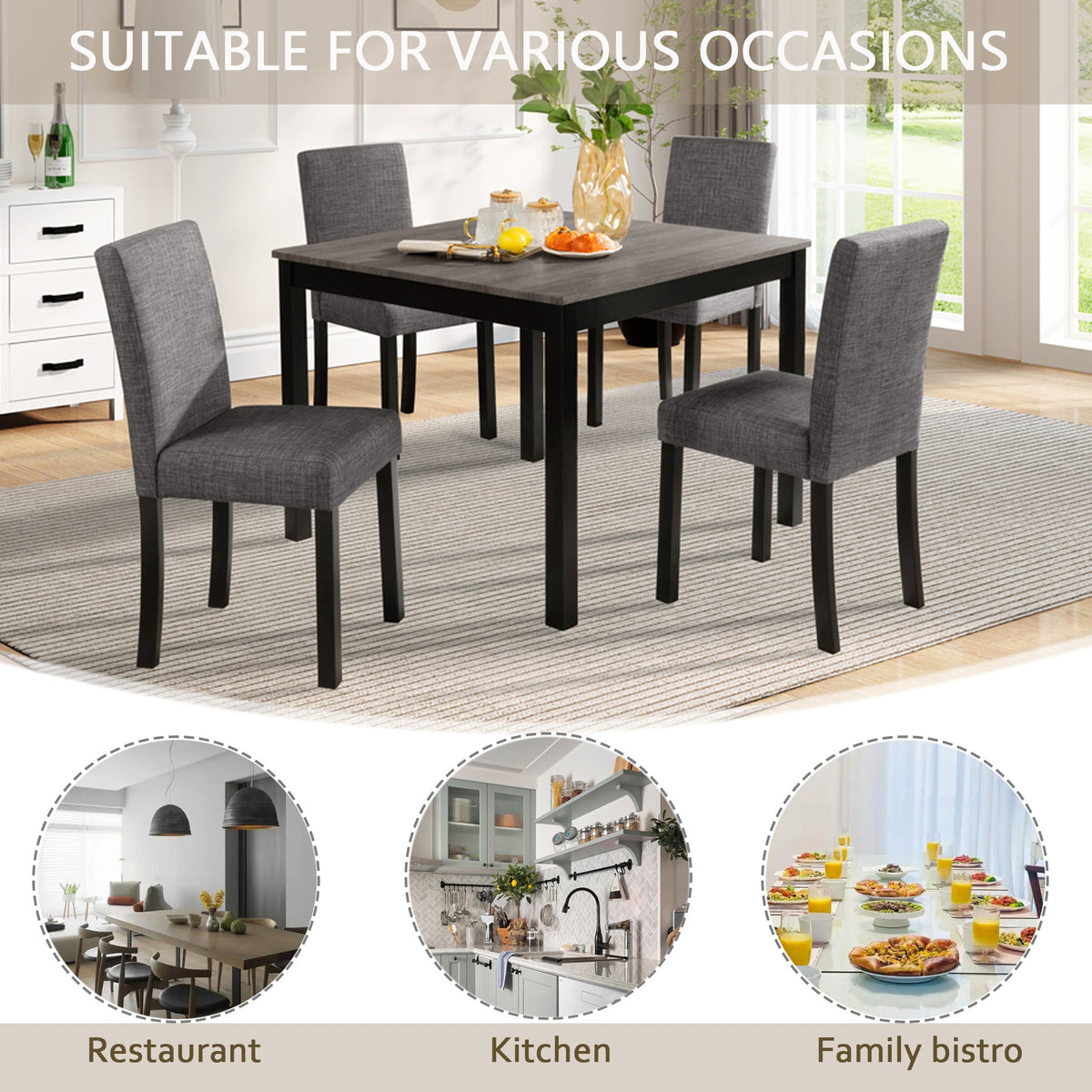 5-Piece Dining Table Set with 4 Chairs