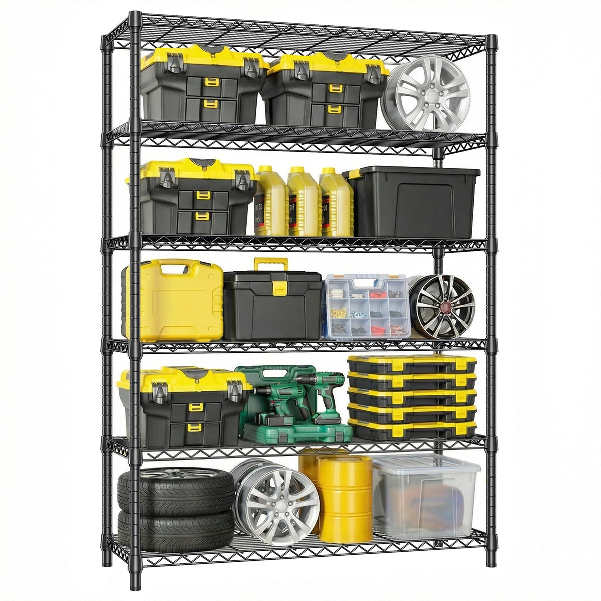 6 Tiers Storage Shelves - Heavy Duty Metal Shelving Unit