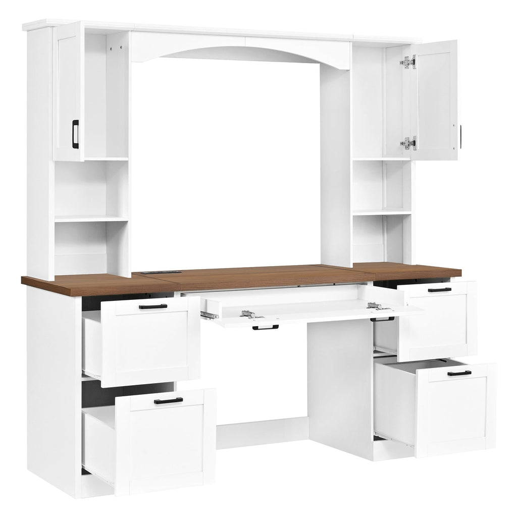 On-Trend Farmhouse Arched Computer Desk with Hutch