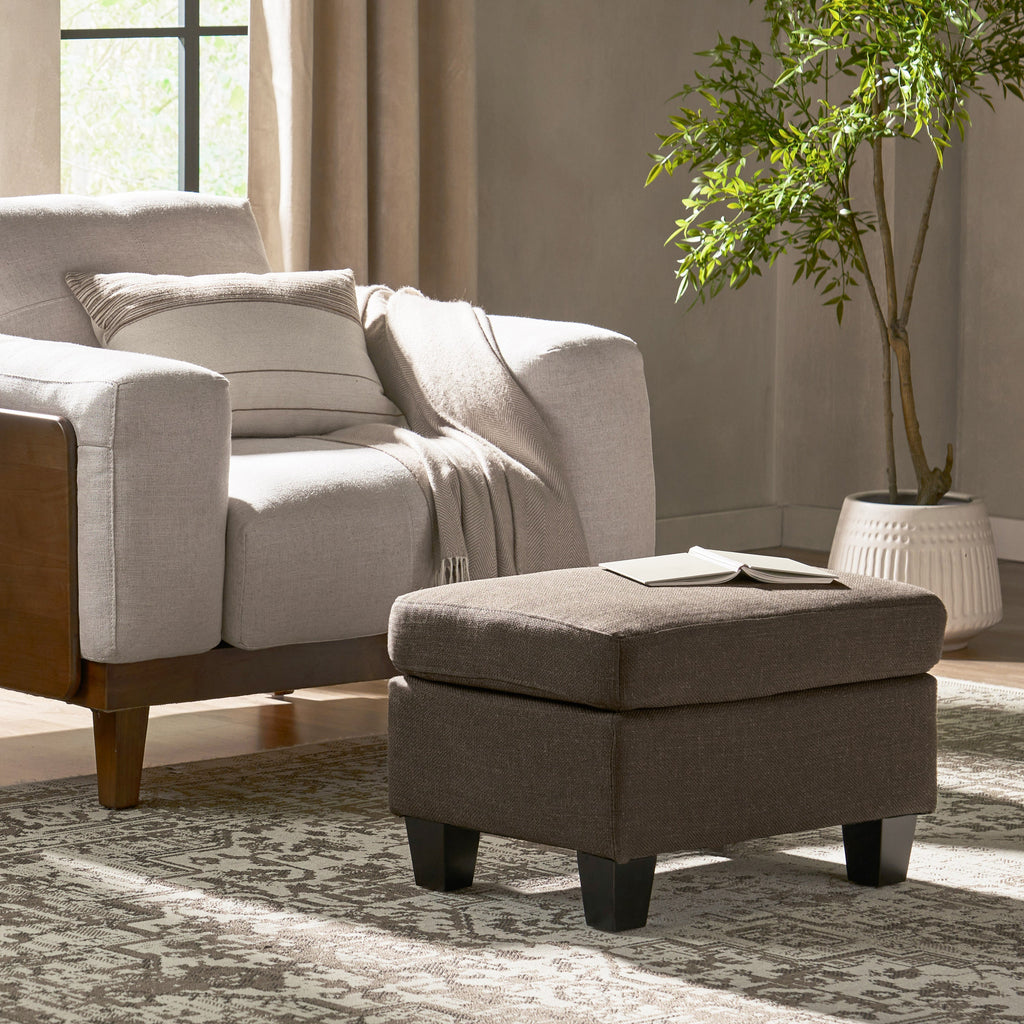 Upholstered Ottoman, Chocolate