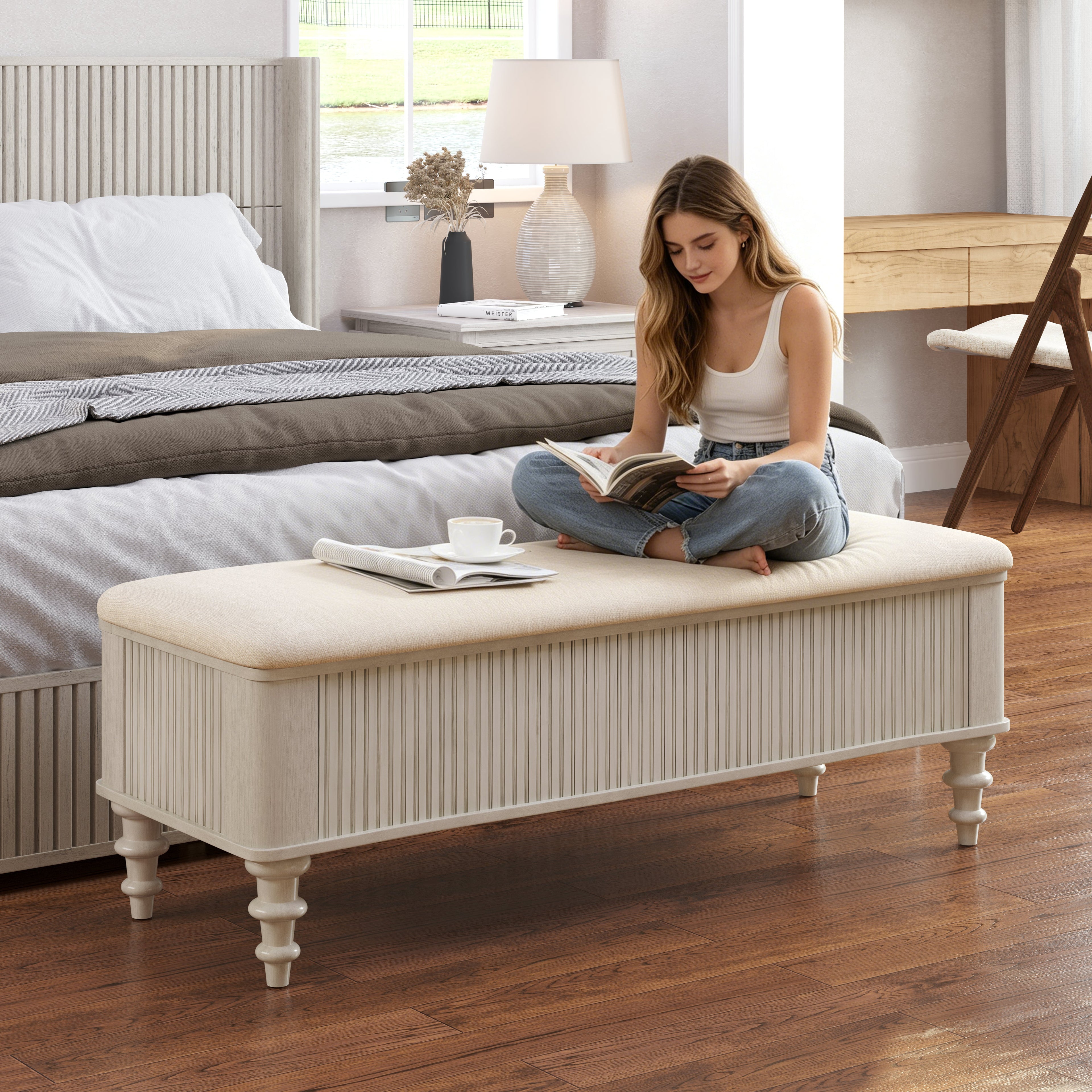 50.8-Inch Multi-Functional Storage Ottoman Bench