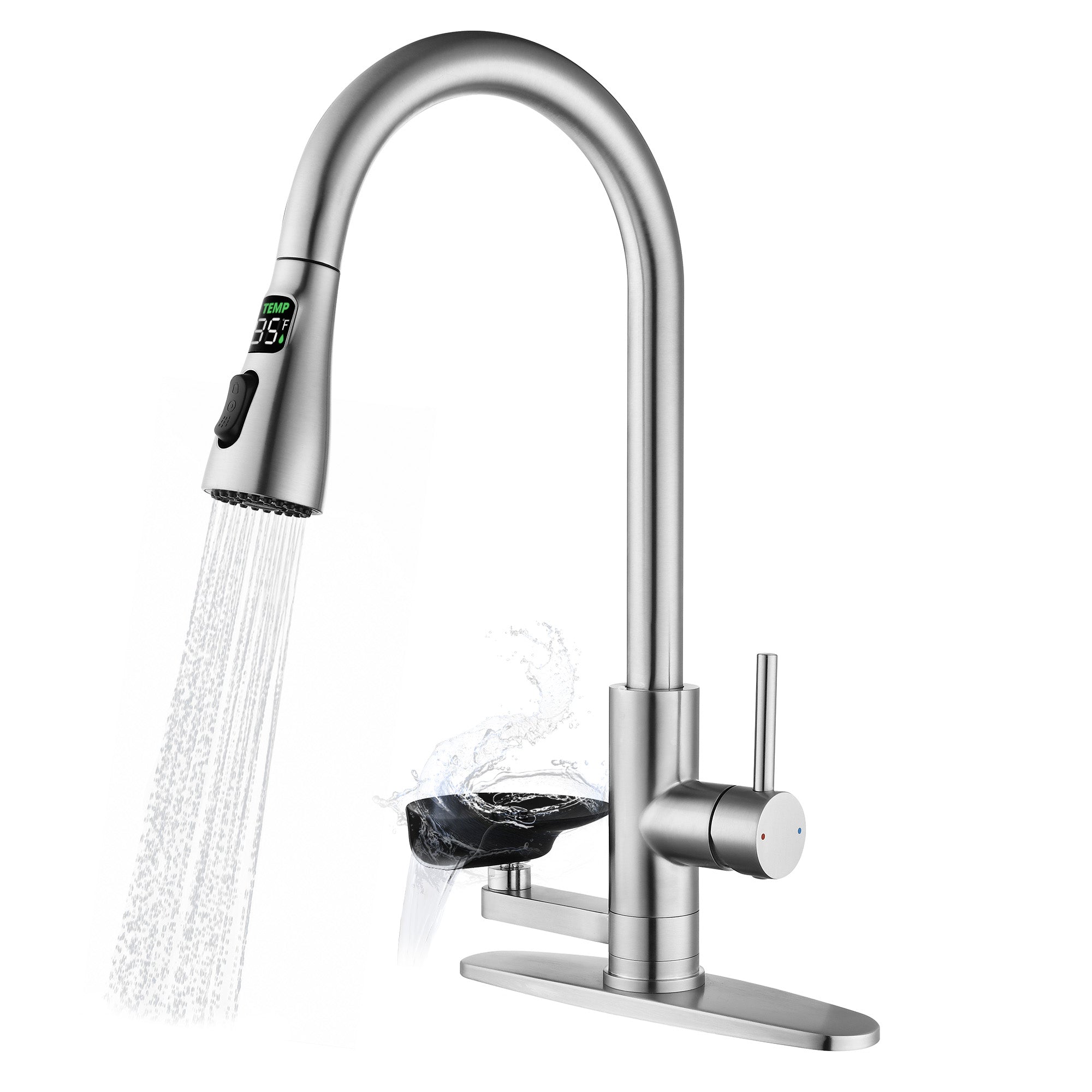 3-in-1 Kitchen Faucet with LED Temperature Display