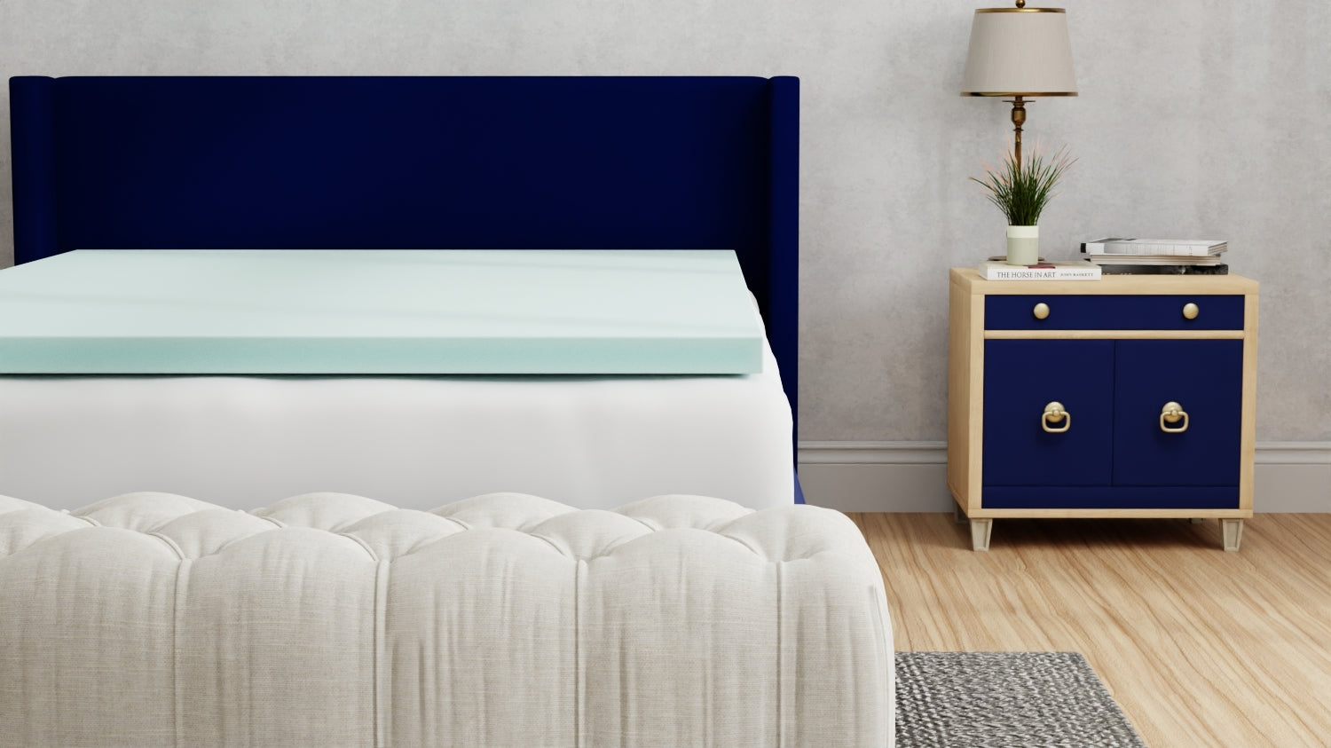 Omne Sleep Plush 3 Inch Twin Memory Foam Cooling Mattress Topper
