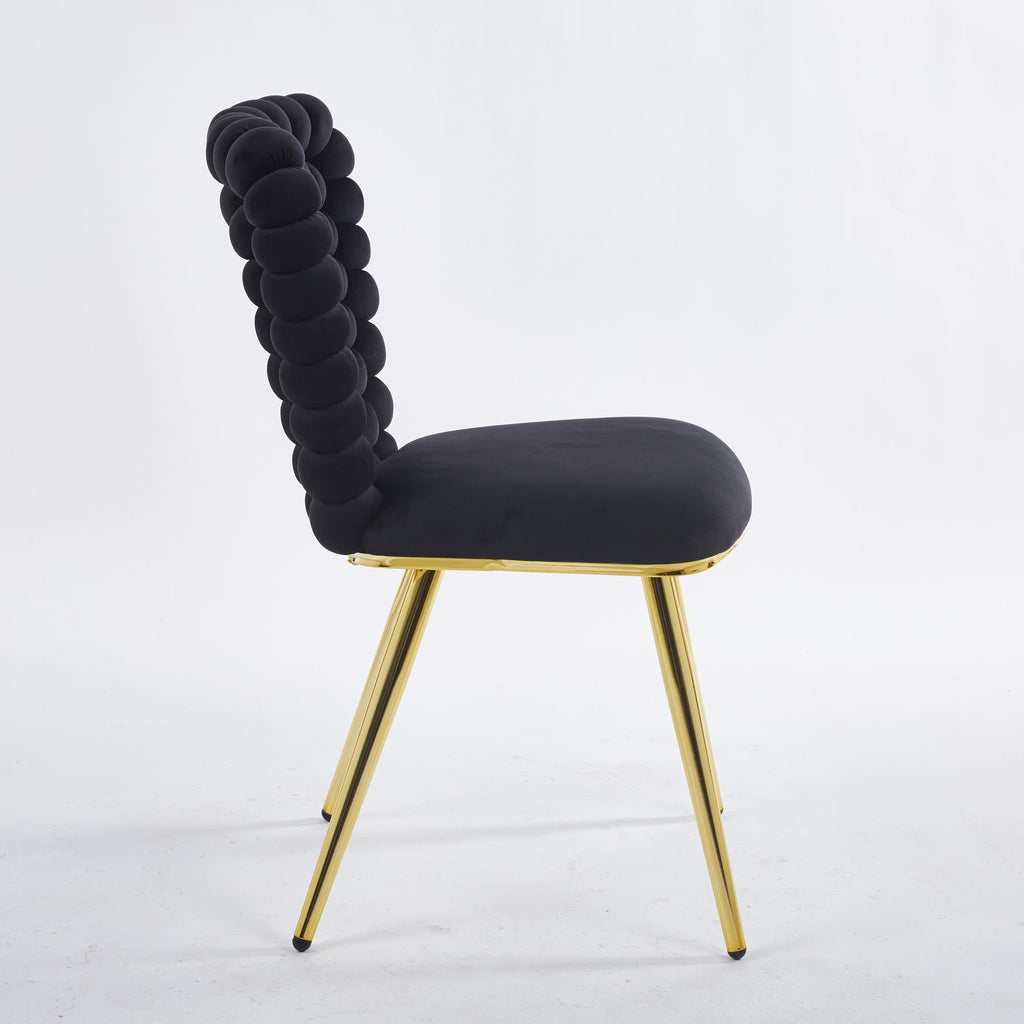 Modern Chair Set of 2 with Golden Color Iron Tube Legs