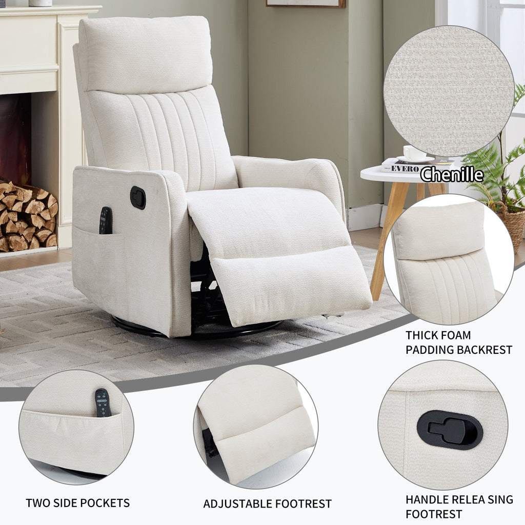 Beige Heat Massage Manual Recliner Chair