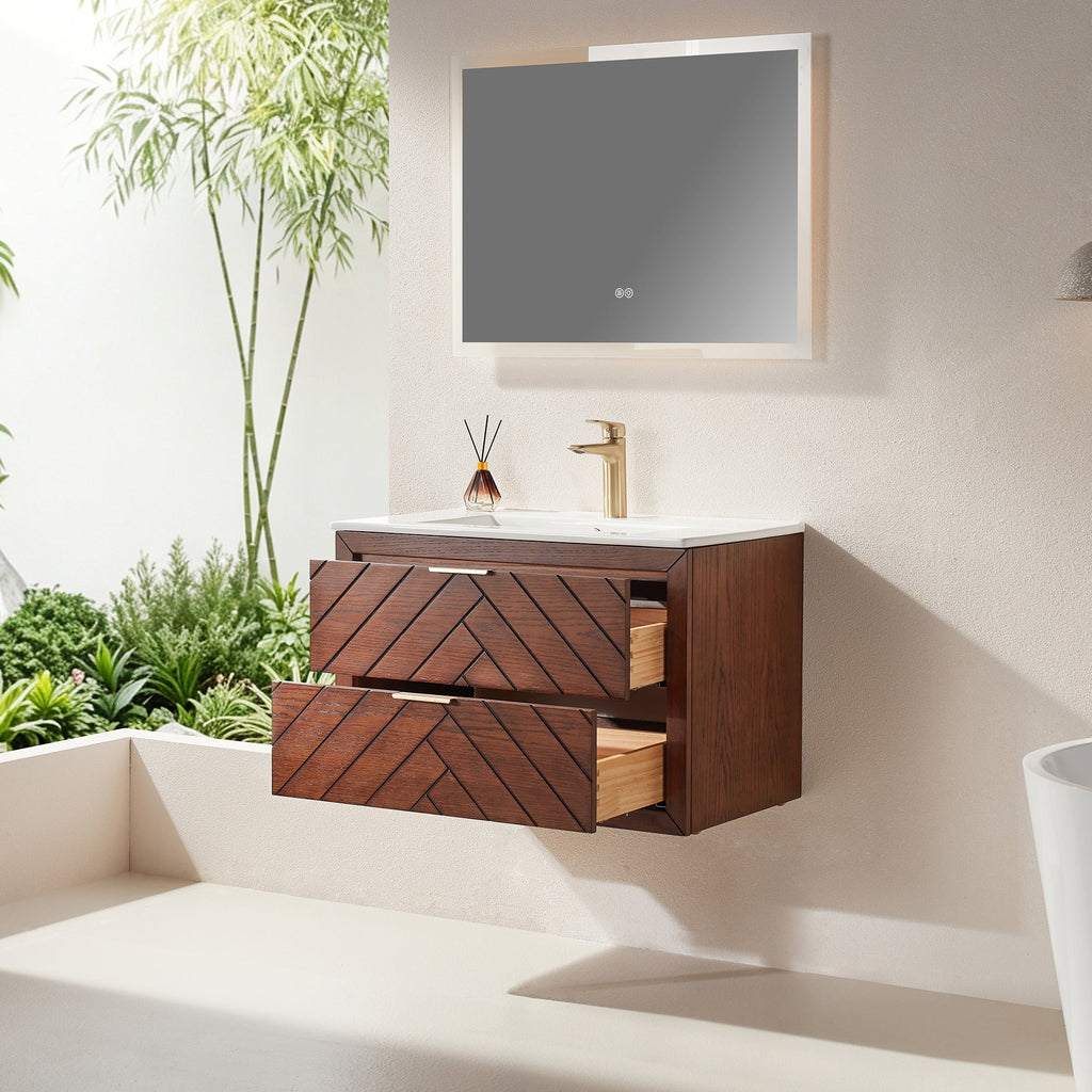 30" Pre-Assembled Wall Mounted & Floating Single Vanity Cabinet