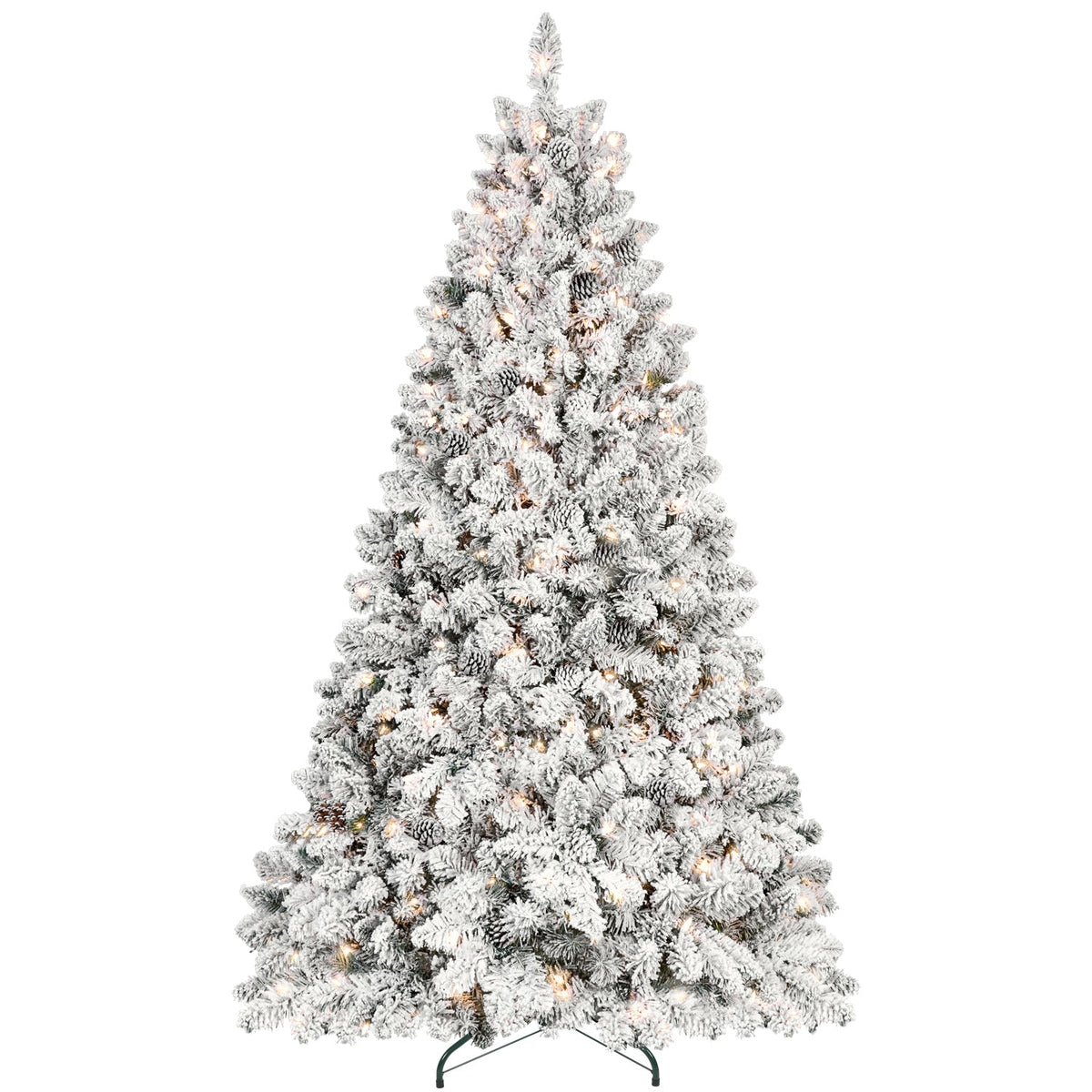 7.5FT Flocked Christmas Tree with 550 UL Lights and Pine Cones