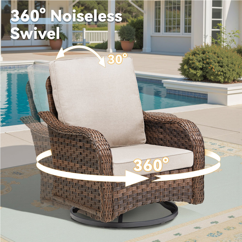 Patio Wicker Rocking Swivel Glider Chairs Set of 2