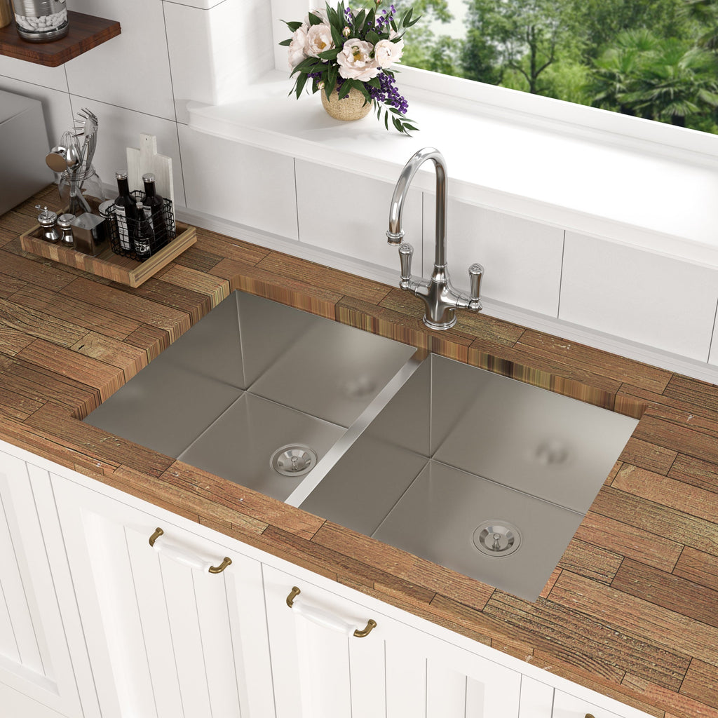 16 Gauge Stainless Steel Undermount Double Bowl Kitchen Sink