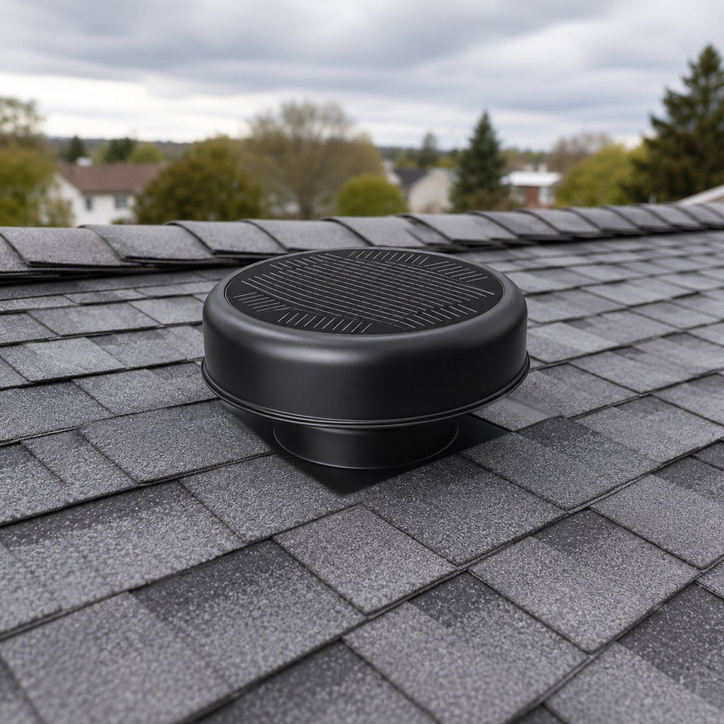 12" Flush Mount Round Solar Roof Vent Fan, 30W Dual Power
