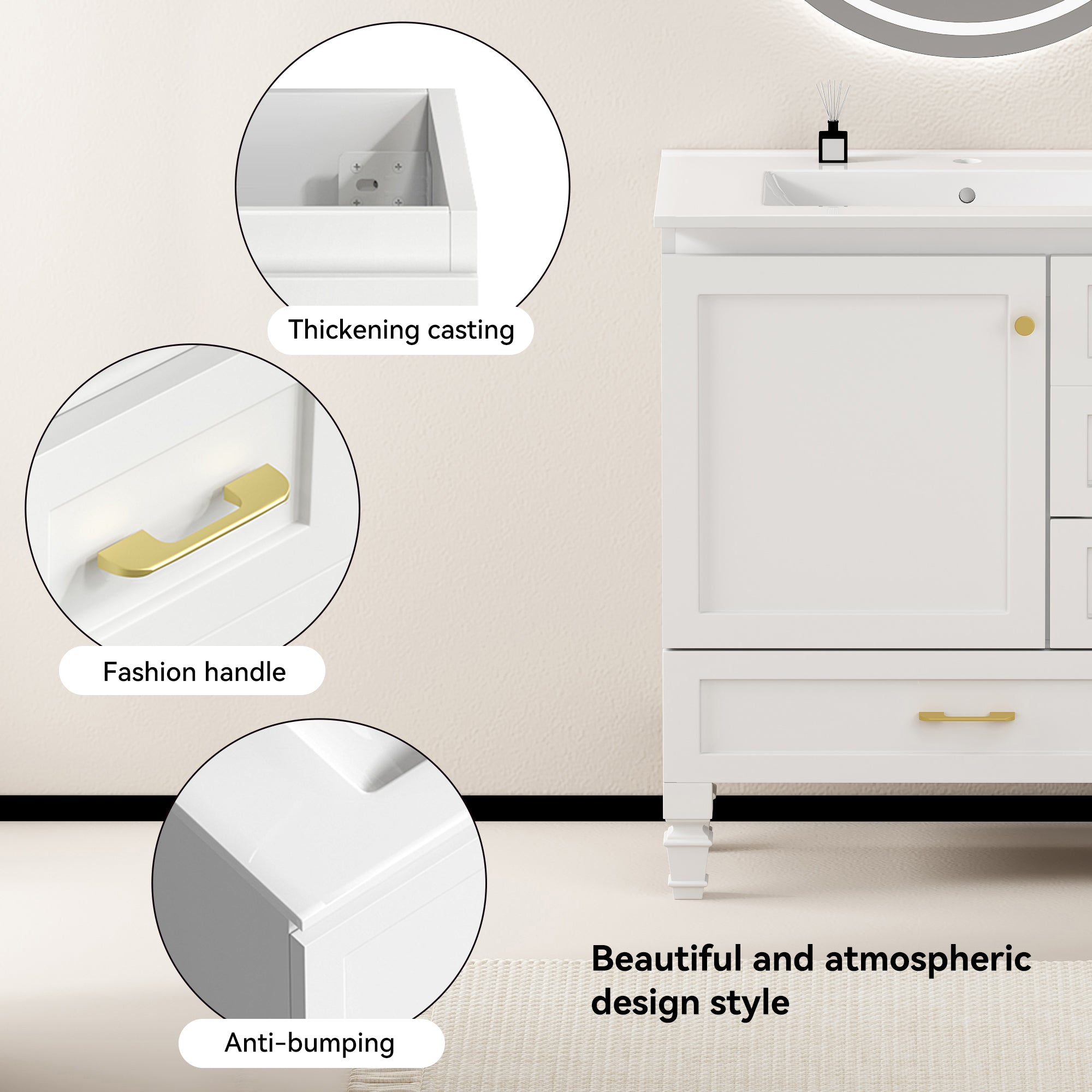 30" White Bathroom Vanity with Abundant Storage