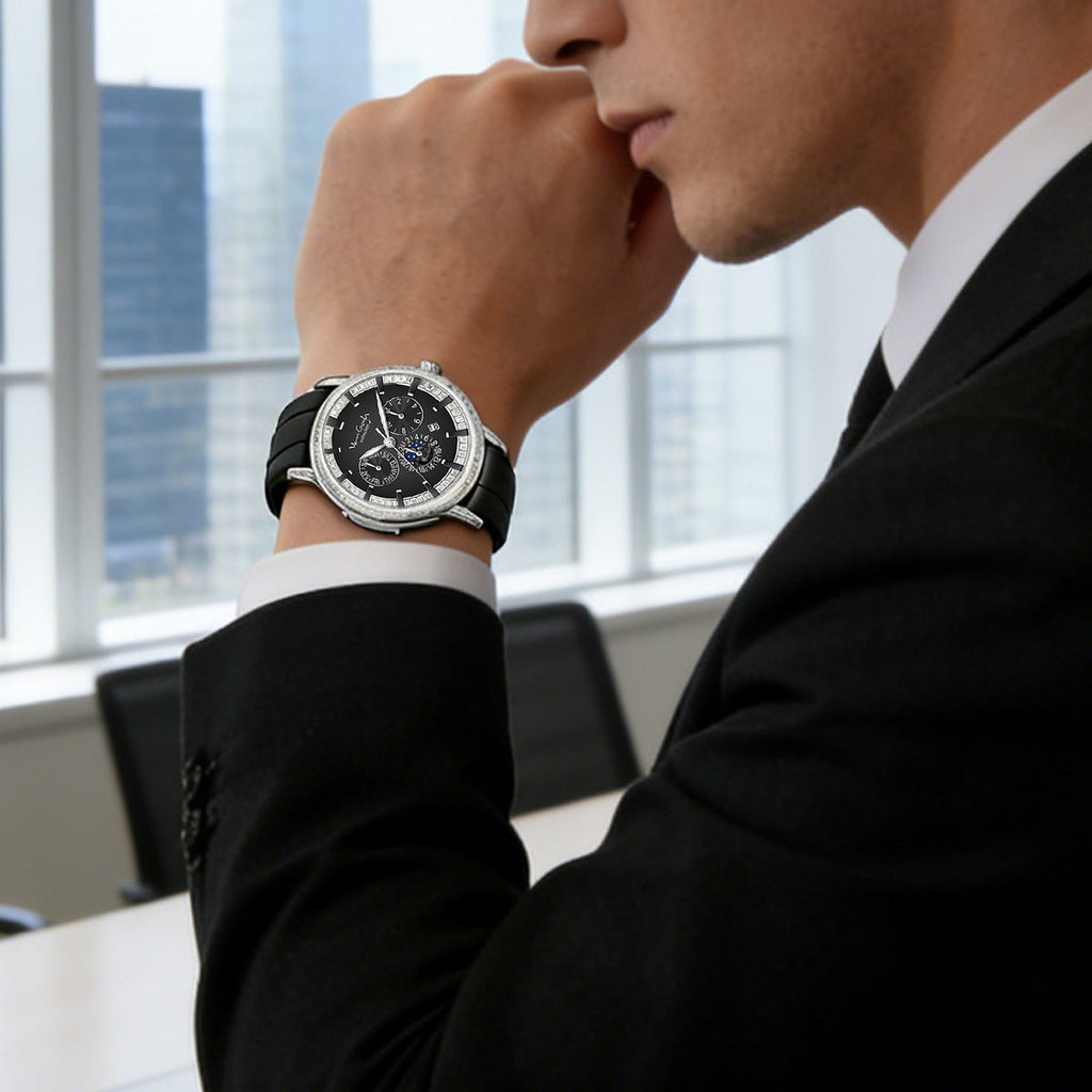 VAN GOGH High Appearance Light Luxury Men's Luminous Blue Mechanical Watch Bohui Series
