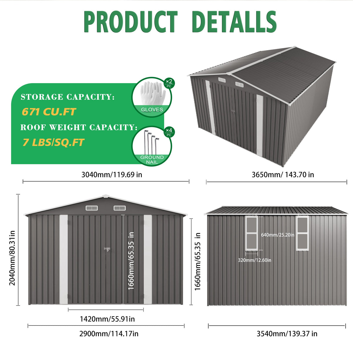 10x12FT Outdoor Storage Shed