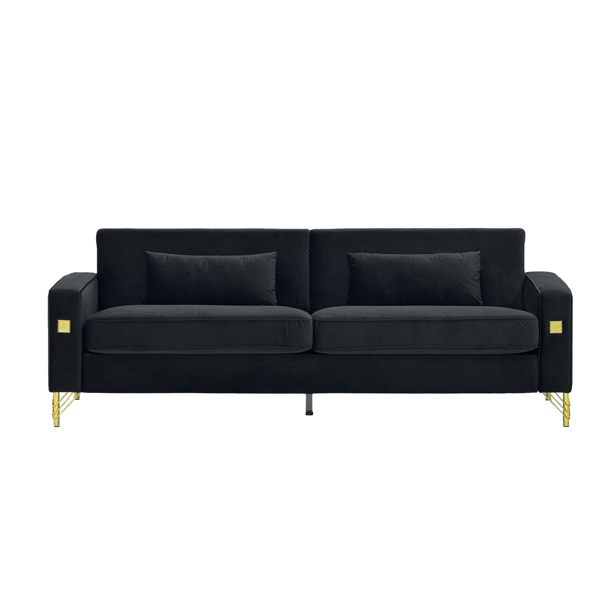 Luxury Velvet Sofa with Gold Metal Accents