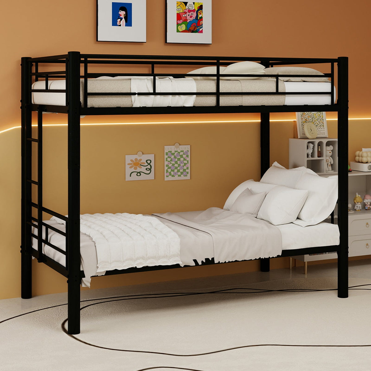 Twin Over Twin Metal Bunk Bed for Kids