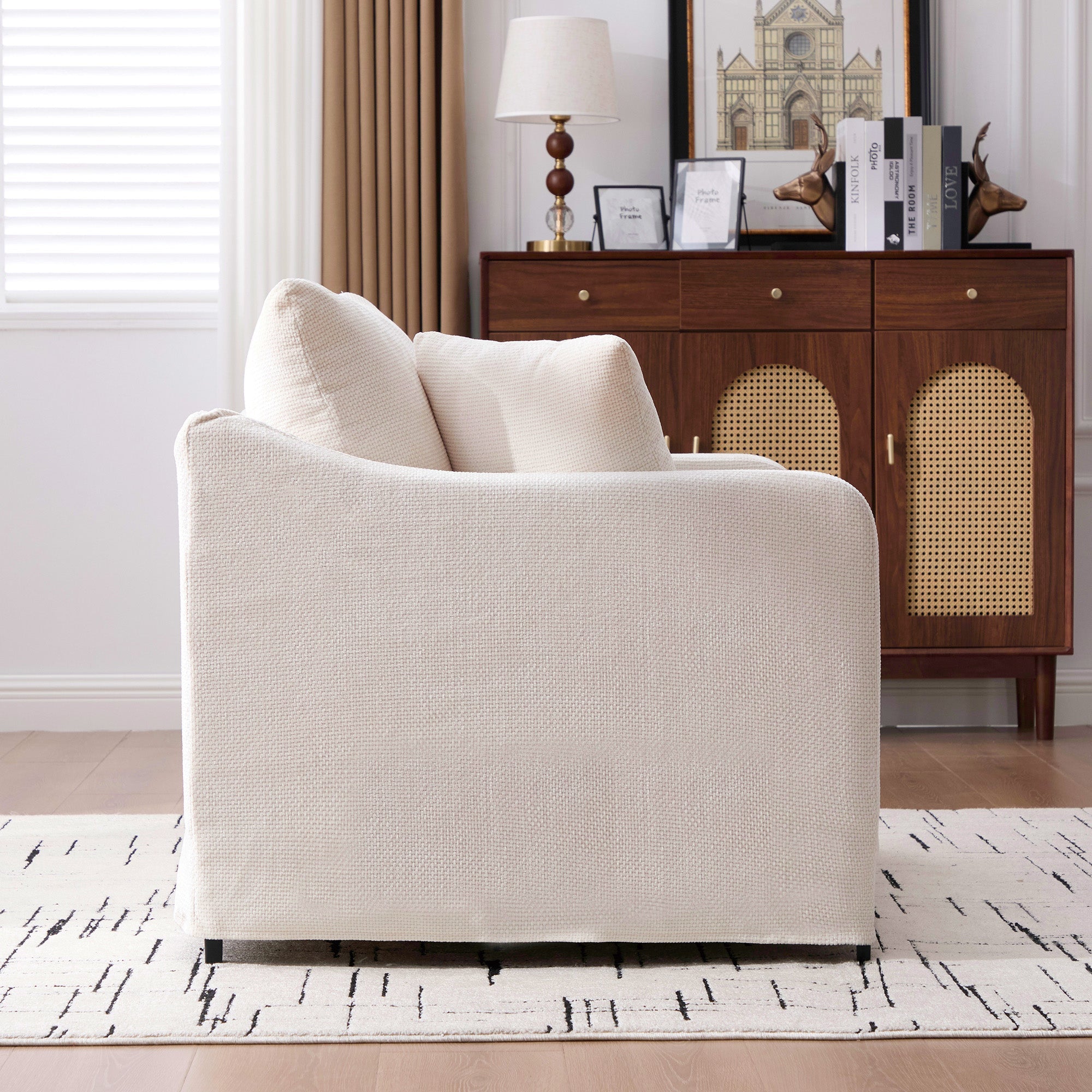 43.9" Wide Modern Upholstered Farmhouse Performance Accent Chair