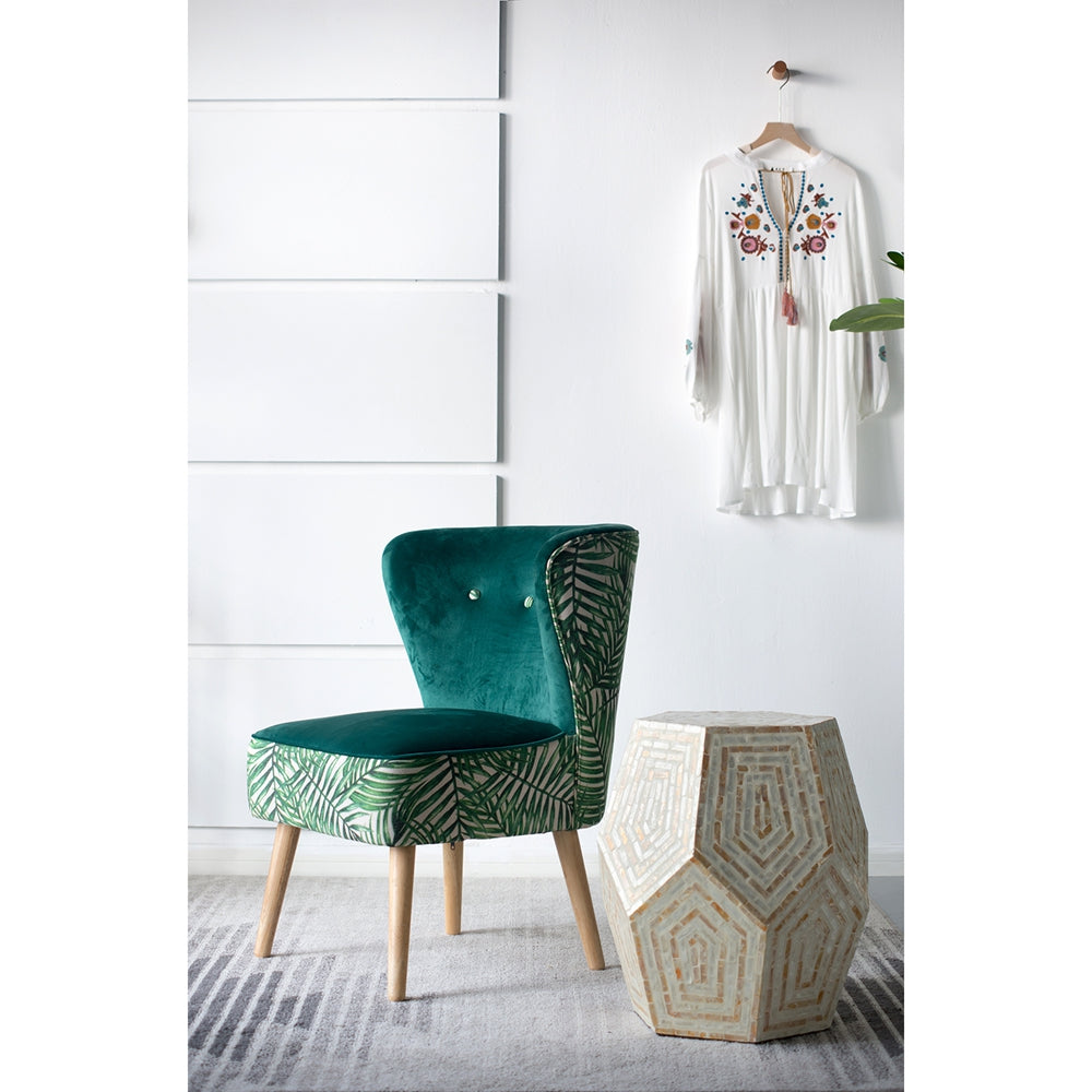 18x18x21" Hexagonal Capes Capiz Stool, Cream/Yellow