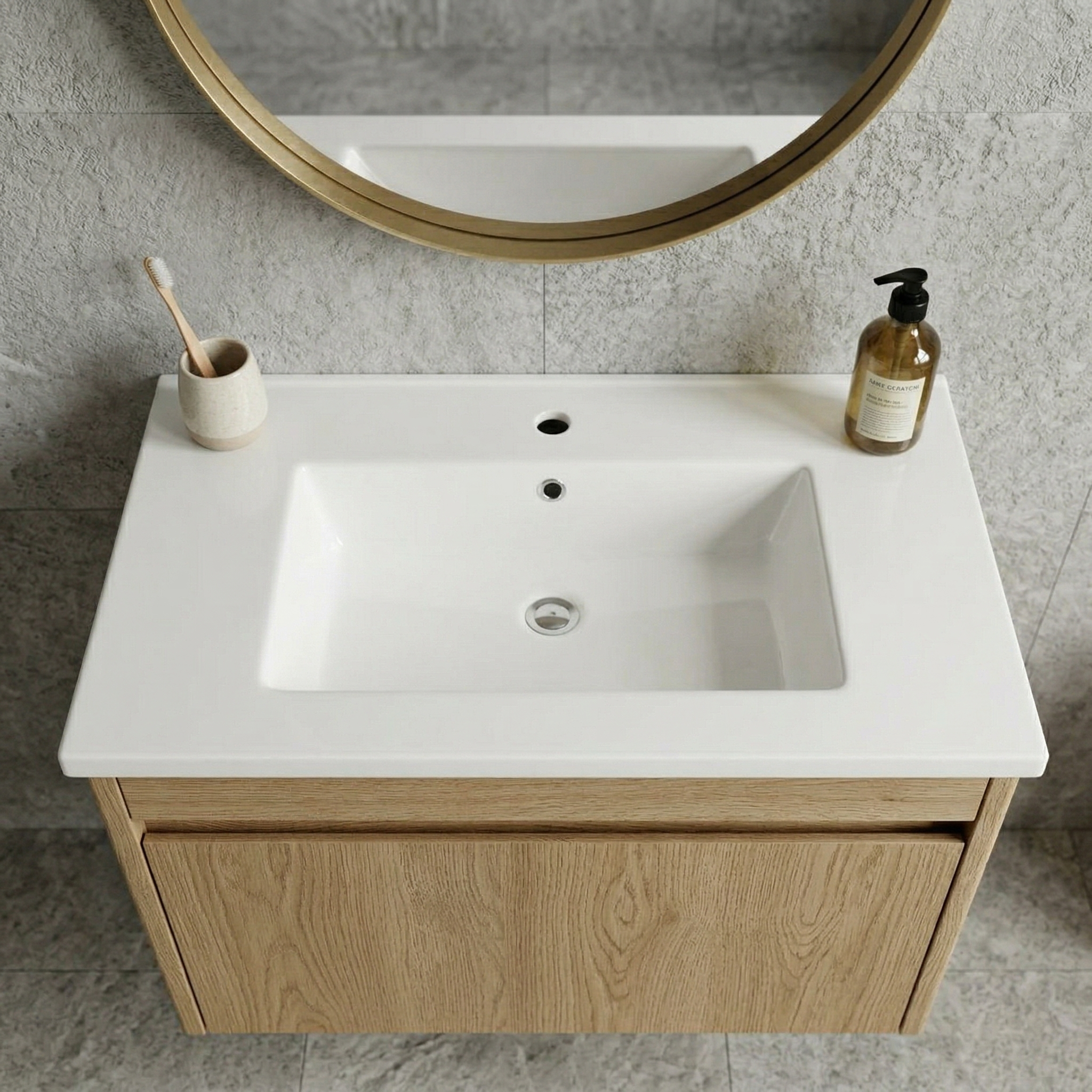 30-Inch Ceramic Bathroom Vanity Sink Top with Single Hole